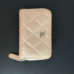 Beige iridescent chanel mini wallet